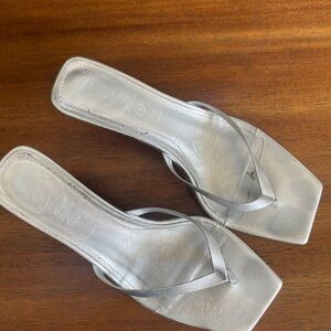 Aeyde Silver Sandals with Square-Toed Design